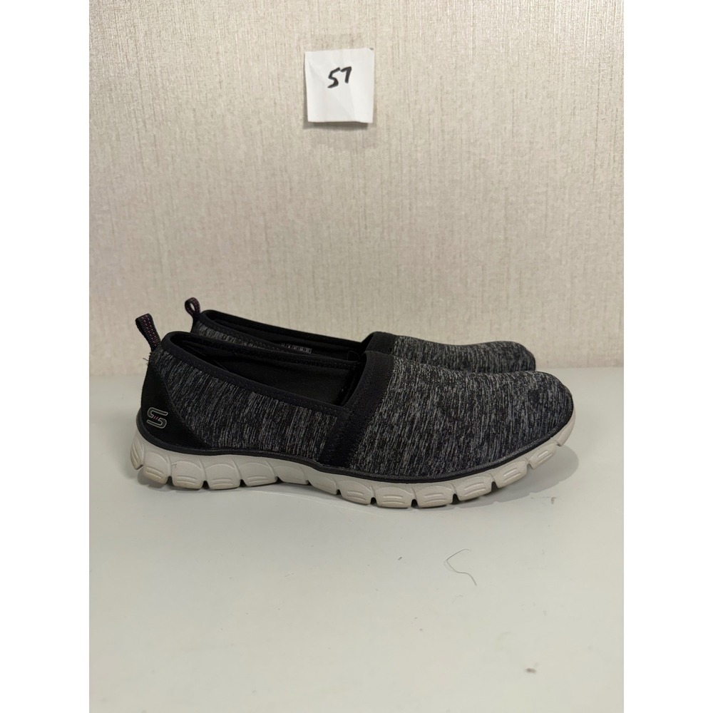 Skechers Sport Women 11 Black Gray Air Cooled Memory Foam Slip On Sneaker 23436